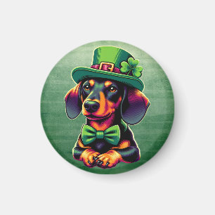 Irish Shamrock Lucky Dachshund Dog Patricks Day Magnet