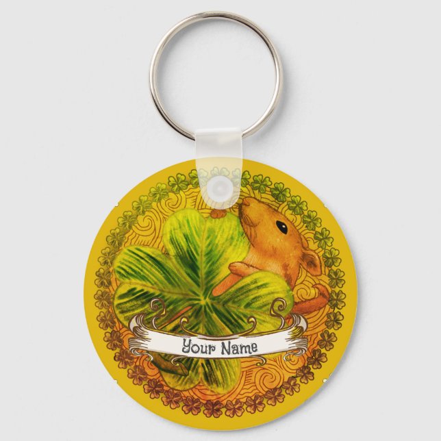 Irish shamrock  Mouse  custom keychains (Front)