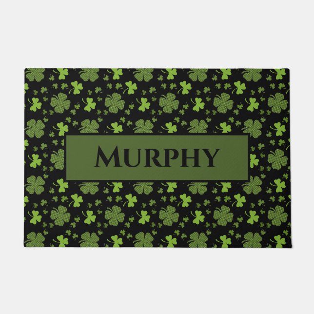 Irish Shamrock Personalized Doormat (Front)