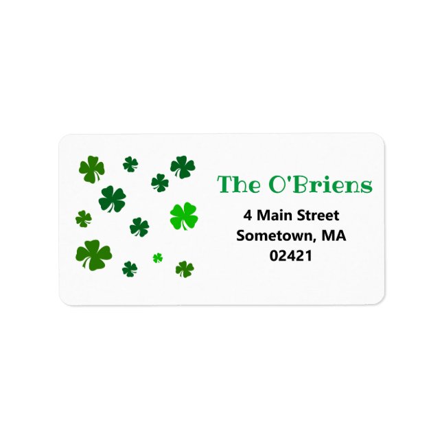 Irish Shamrock Return Address Labels Custom Printe (Front)