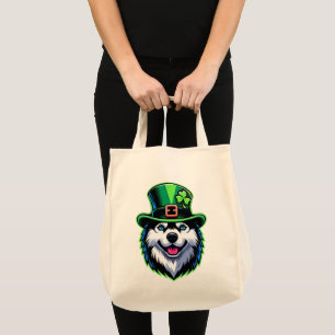 Irish Shamrock Siberian Husky Dog St Patricks Day Tote Bag