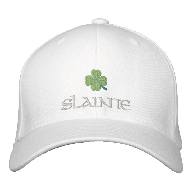 Irish shamrock slainte St Patrick's Embroidered Hat (Front)