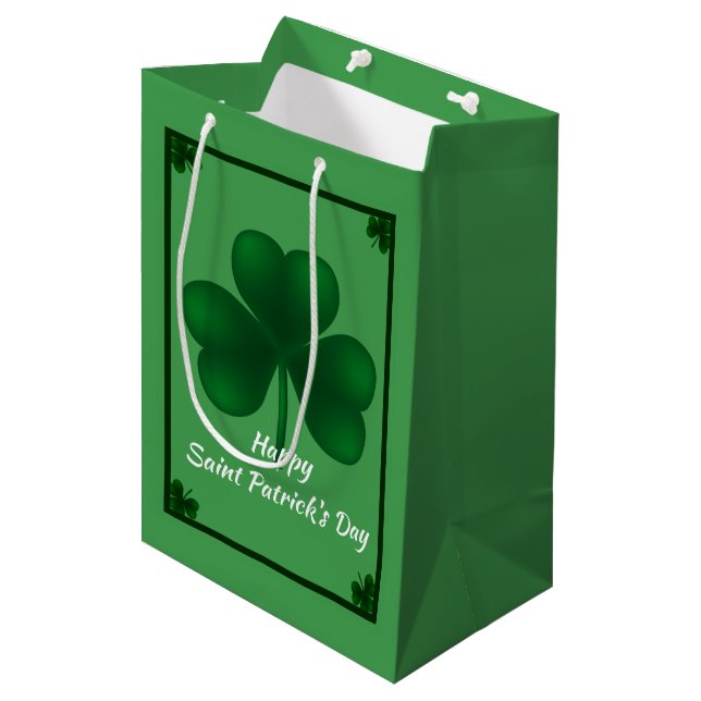 Irish Shamrock St Patricks MGB Medium Gift Bag (Front Angled)