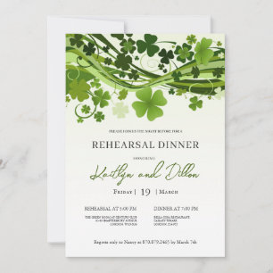 Irish Shamrock Swirls Rehearsal Dinner Invitation