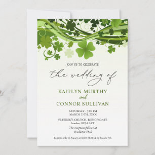 Irish Shamrock Swirls Wedding Party Invitation