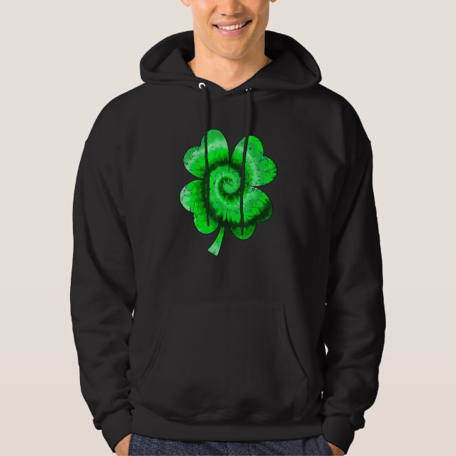 Irish Shamrock Tie Dye Happy St Patrick's Day Go L Hoodie (Front)