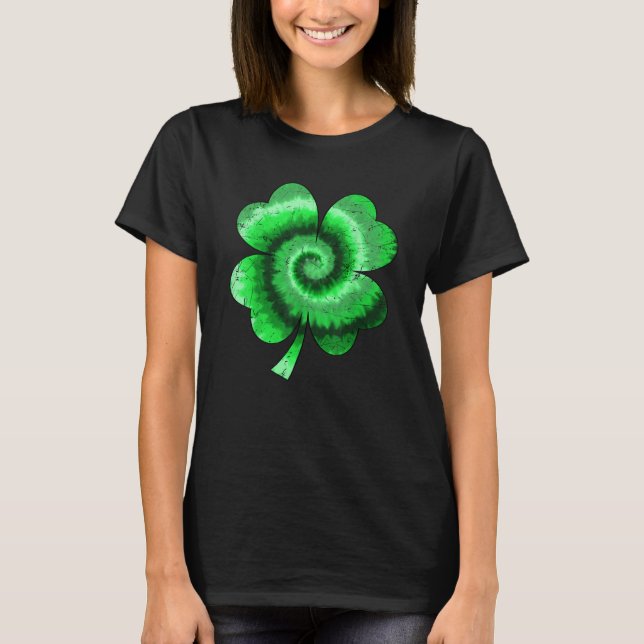 Irish Shamrock Tie Dye Happy St Patrick's Day Luck T-Shirt (Front)