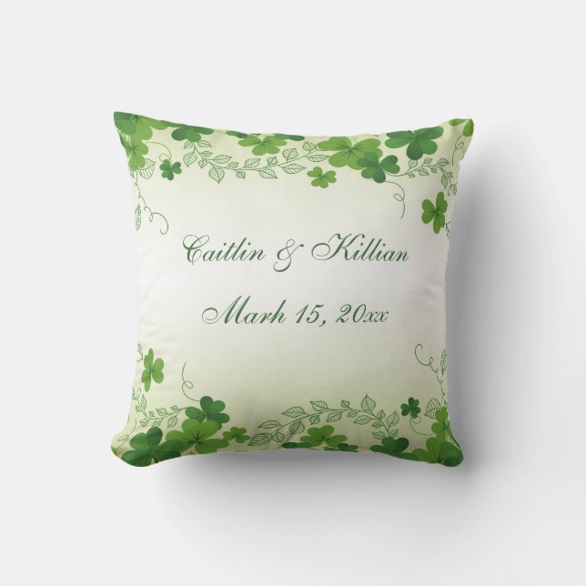 Irish shamrock Wedding Throw Pillow (Front)