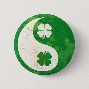 Irish Shamrock Yin Yang Button