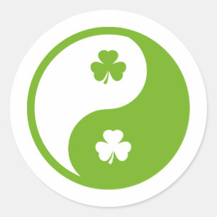 irish shamrock ying and yang classic round sticker