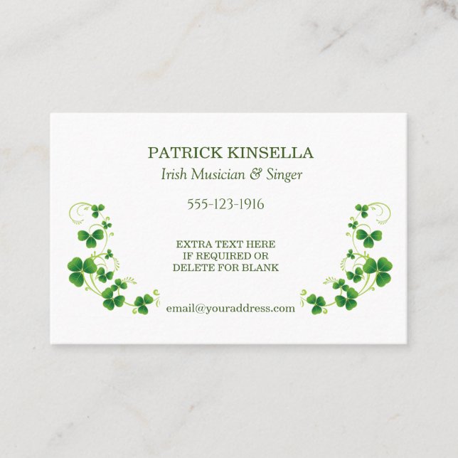 Irish Shamrocks Business Card (Front)