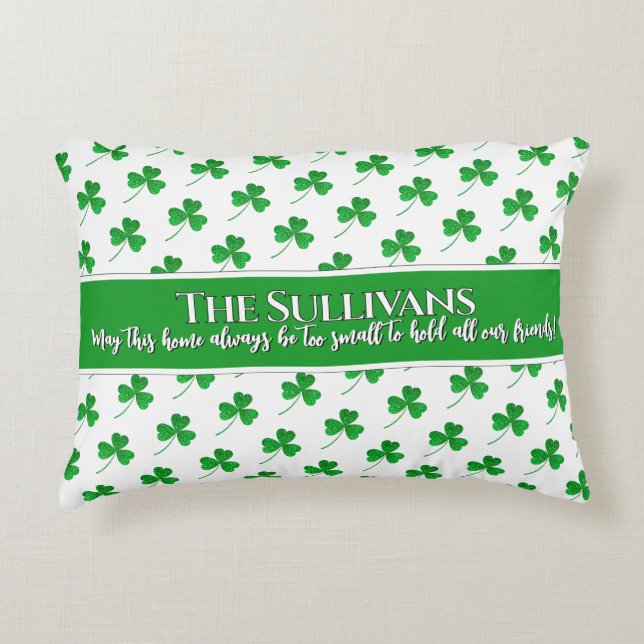 Irish shamrocks pattern personalized cozy home accent pillow (Front)