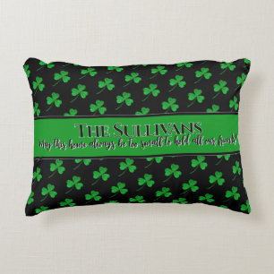 Irish shamrocks pattern personalized cozy home accent pillow