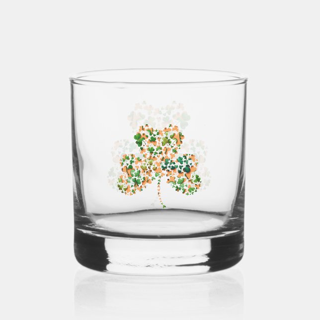 Irish Shamrocks Whiskey Glass (Front)
