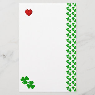 Irish Shamrocks with red heart Stationery