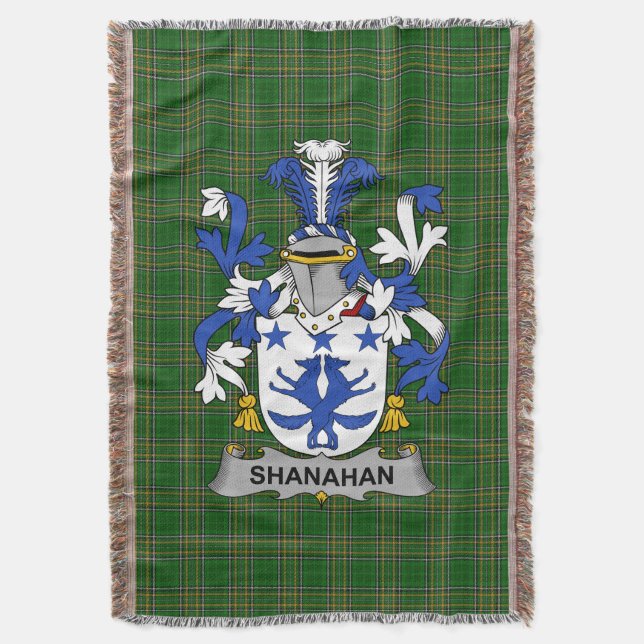  Irish Shanahan or O_Shanahan Coat of Arms Family  Throw Blanket (Front Vertical)