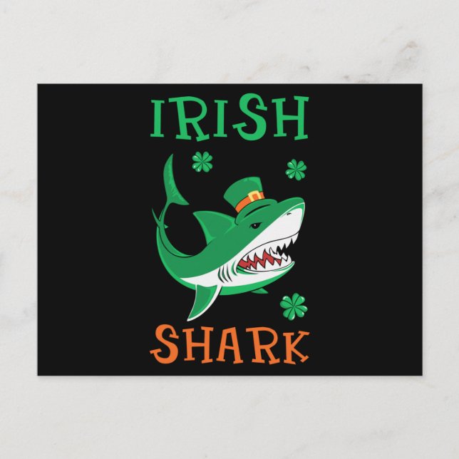 Irish Shark Shamrocks St Patrick Day Postcard (Front)