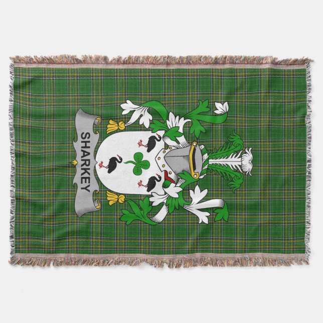  Irish Sharkey or O_Sharkey Coat of Arms Family Cr Throw Blanket (Front)