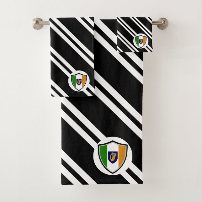 Irish shield flag-coat arms bath towel set (Insitu)