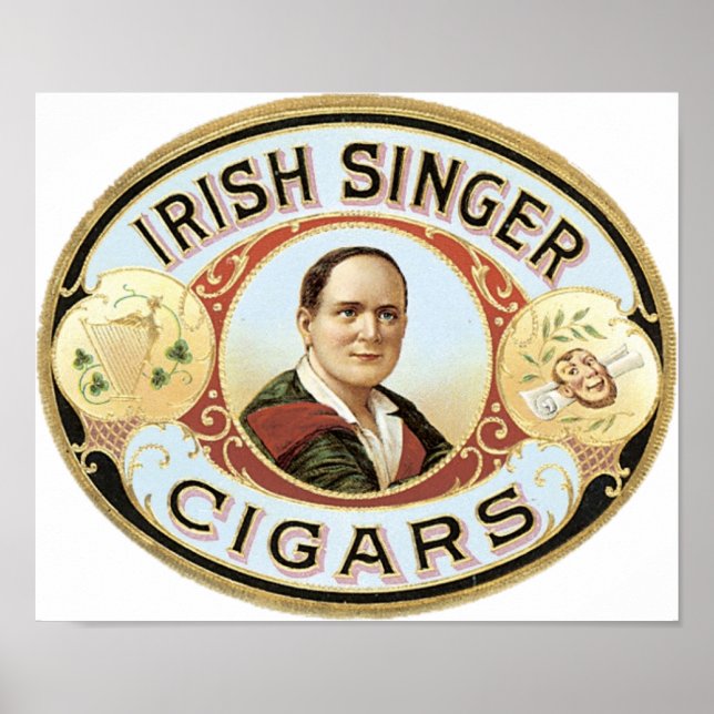 Irish Singer Cigar Label Poster (Front)