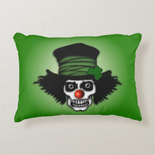 Irish Skeleton Clown Green Accent Pillow