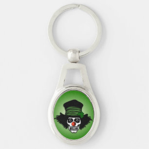 Irish Skeleton Clown Green Keychain