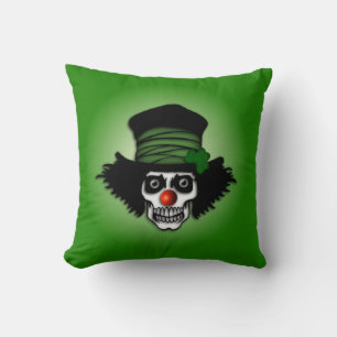 Irish Skeleton Clown Green Throw Pillow