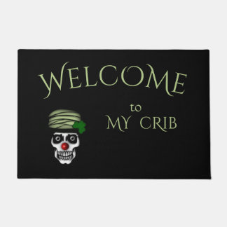 Irish Skeleton Clown Welcome to My Crib Doormat