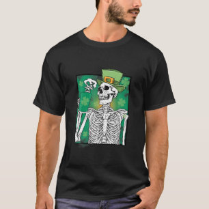 Irish Skeleton Drinking Green Coffee St. Patrick's T-Shirt