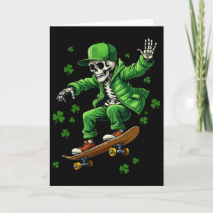 Irish Skeleton On Skateboard Funny Saint Patricks Card