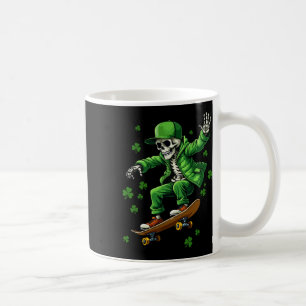 Irish Skeleton On Skateboard Funny Saint Patricks Coffee Mug
