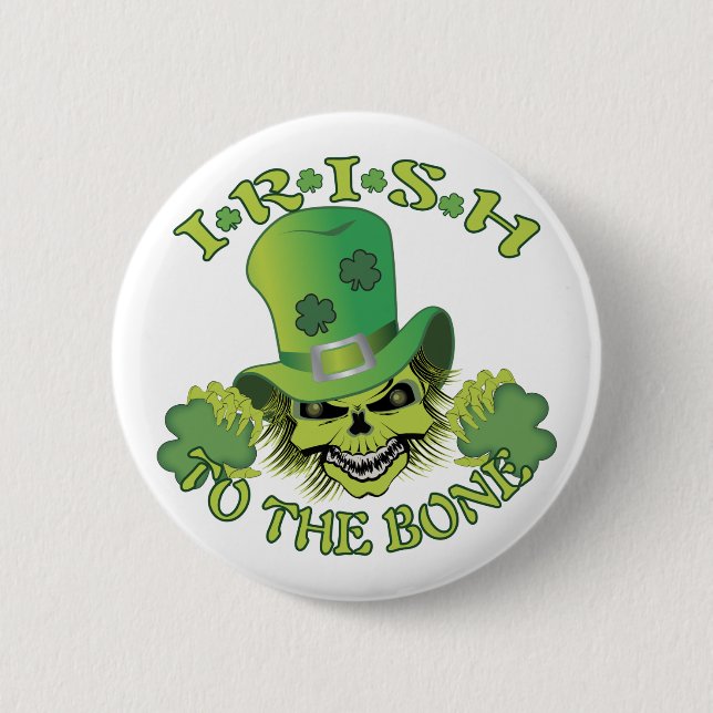 Irish Skull 2 Inch Round Button (Front)