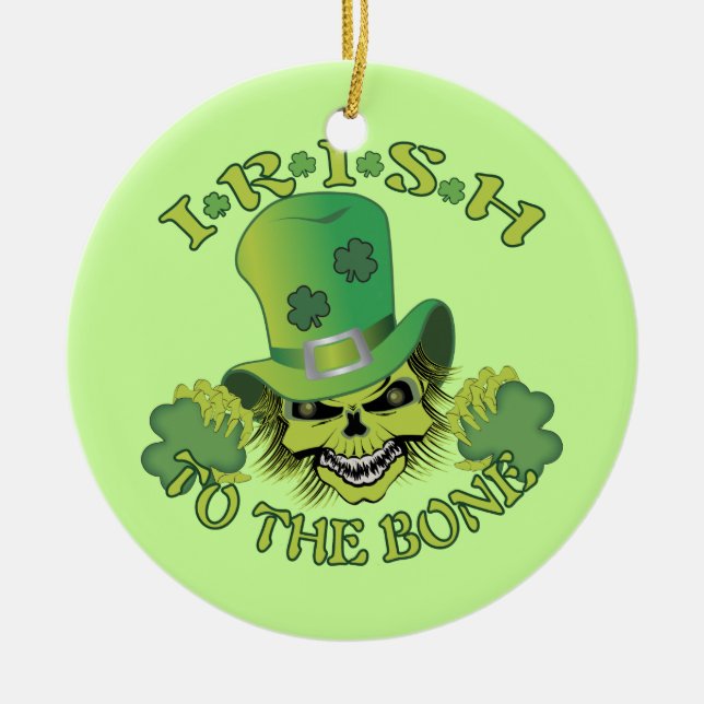 Irish Skull Ceramic Ornament (Front)