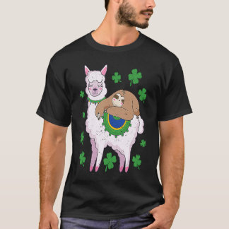 Irish Sloth Llama Shamrock St Patricks Day Animal  T-Shirt