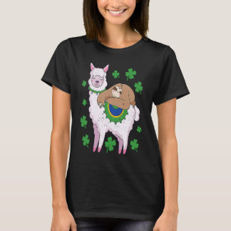 Irish Sloth Llama Shamrock St Patricks Day Animal  T-Shirt