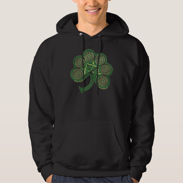 Irish Spiral Shamrock Celtic Hoodie (Front)