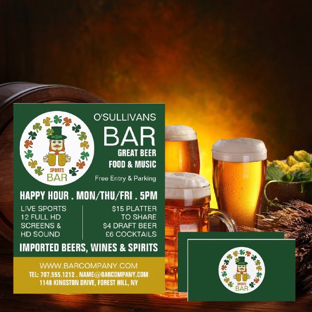 Irish Sports Bar, Pub/Brewery Advertising Flyer (Creator Uploaded)
