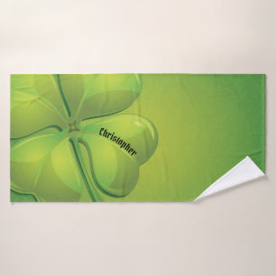 Irish St. Patrick’s Day Green Shamrock Personalize Bath Towel