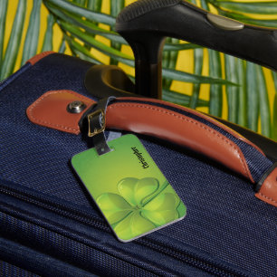 Irish St. Patrick’s Day Green Shamrock Personalize Luggage Tag