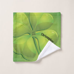 Irish St. Patrick’s Day Green Shamrock Personalize Wash Cloth