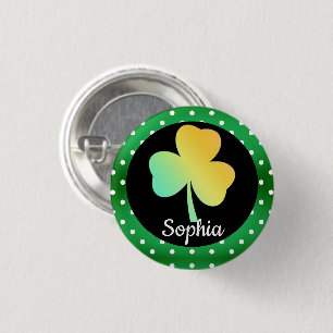 Irish St Patrick's Day Custom Designed Shamrock 1 Inch Round Button