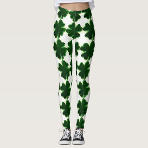 Irish St. Patricks Day Four Leaf Clovers Leggings