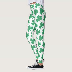 Irish St Patricks Day Green Shamrock Pattern Leggings