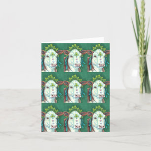 IRISH ST. PATRICK'S DAY HEIFER, SHAMROCK COW Blank Holiday Card