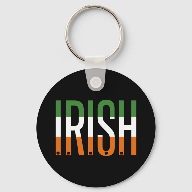 Irish St Patrick's Day Ireland Flag Shamrock Lucky Keychain (Front)