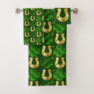 Irish St. Patricks Day Lucky Pattern Bath Towel Set