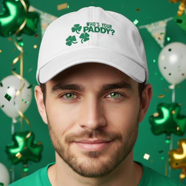 Irish St Patricks Day Whos Your Paddy Embroidered Hat (Irish St Patricks Day Whos Your Paddy Embroidered Baseball Cap by Ricaso. Funny Irish shamrock cap
)