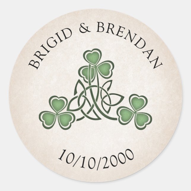 Irish St. Patrick's Wedding Classic Round Sticker (Front)
