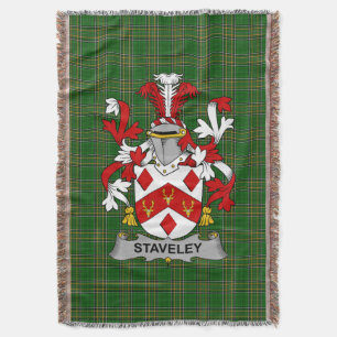 Irish Staveley Coat of Arms Family Crest Ireland Throw Blanket