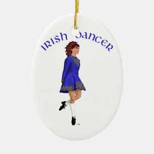 Irish Step Dancer - Blue Ceramic Ornament